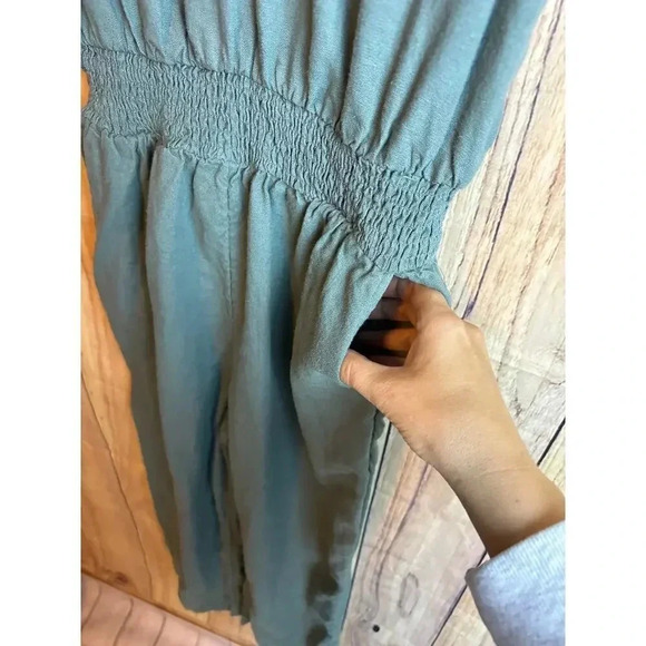 A New Day Target V-neck Jumpsuit Olive Green Adjustable Straps Pockets Size S - Picture 5 of 6